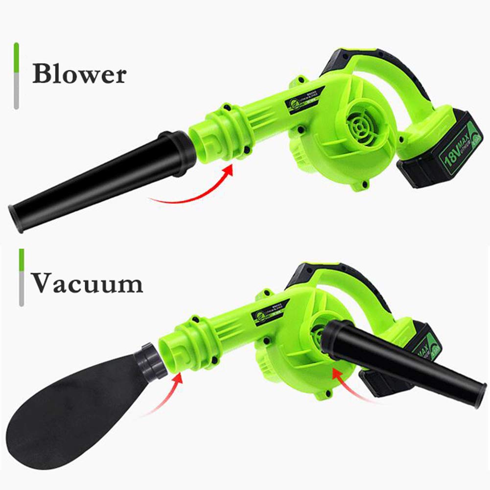 Soffiatore e aspiratore Elettrico a Batteria, Leggero soffiatore Portatile da Giardino per Neve/Polvere/PC, aspirapolvere/Automobile/Car/casa, Batteria agli ioni di Litio da 18 V
