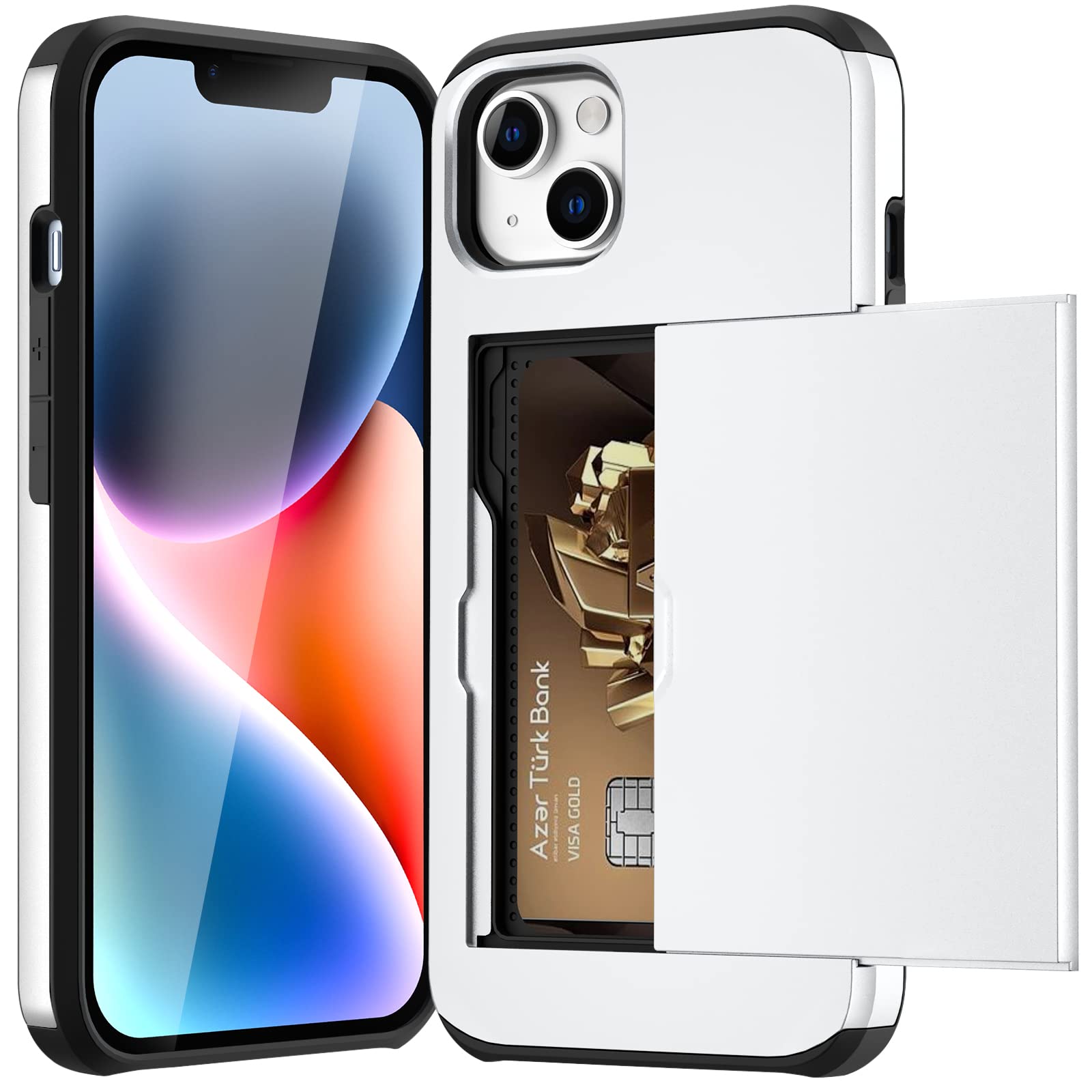 GFRGTFHYT For IPhone 16 Plus Wallet Case With Card Holder Hybrid Dual Layer Slide Hidden Pocket IDs Credit Cards Heavy Duty Shockproof Protective Phone Case For IPhone 16 Plus 6.7" 2024 - View #5