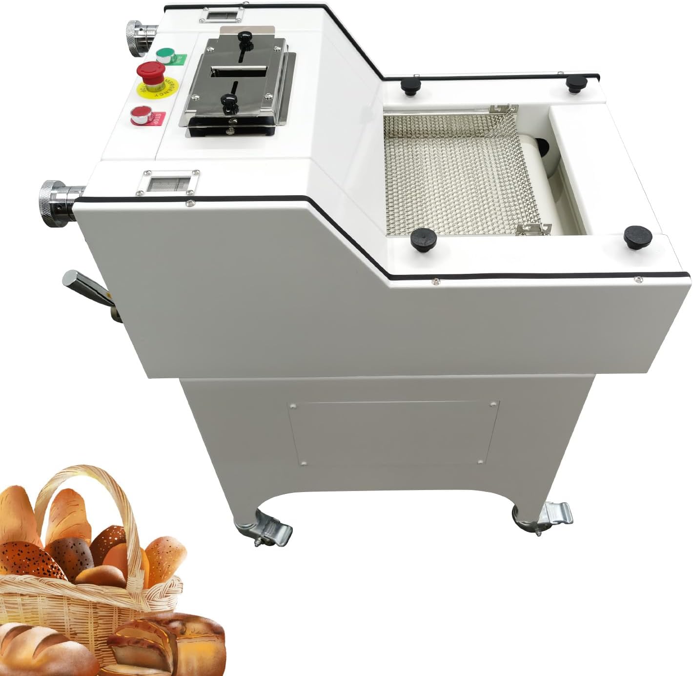 Commerical 2 in 1 Dough Sheeter & Roller Machine, Toast Moulding Machine, French Bauette Bread Bakery Moulder, 11.81" Max Dough Length, 20pcs/min, 110V Bakery Equipment
