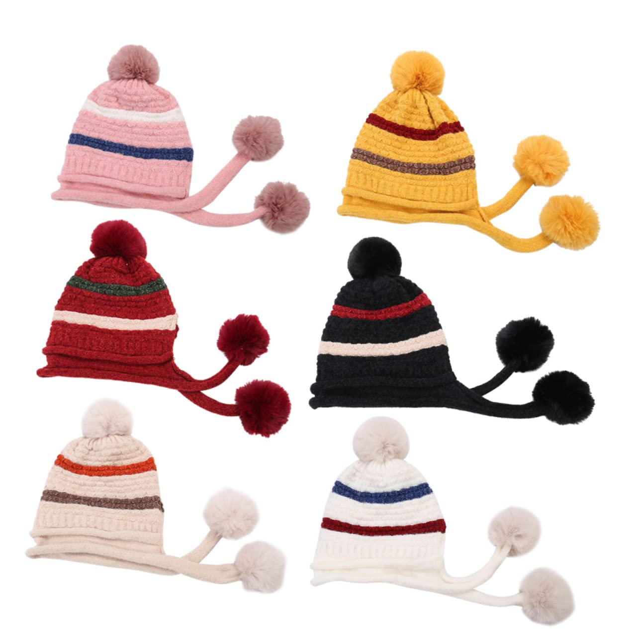 SHERCHPRY 3piezas Gorro De Lana Pompones para Mujeres Sombrero Térmico Cálido De Esquí para Invierno Diseño Cómodo y Elástico Color Amarillo Único