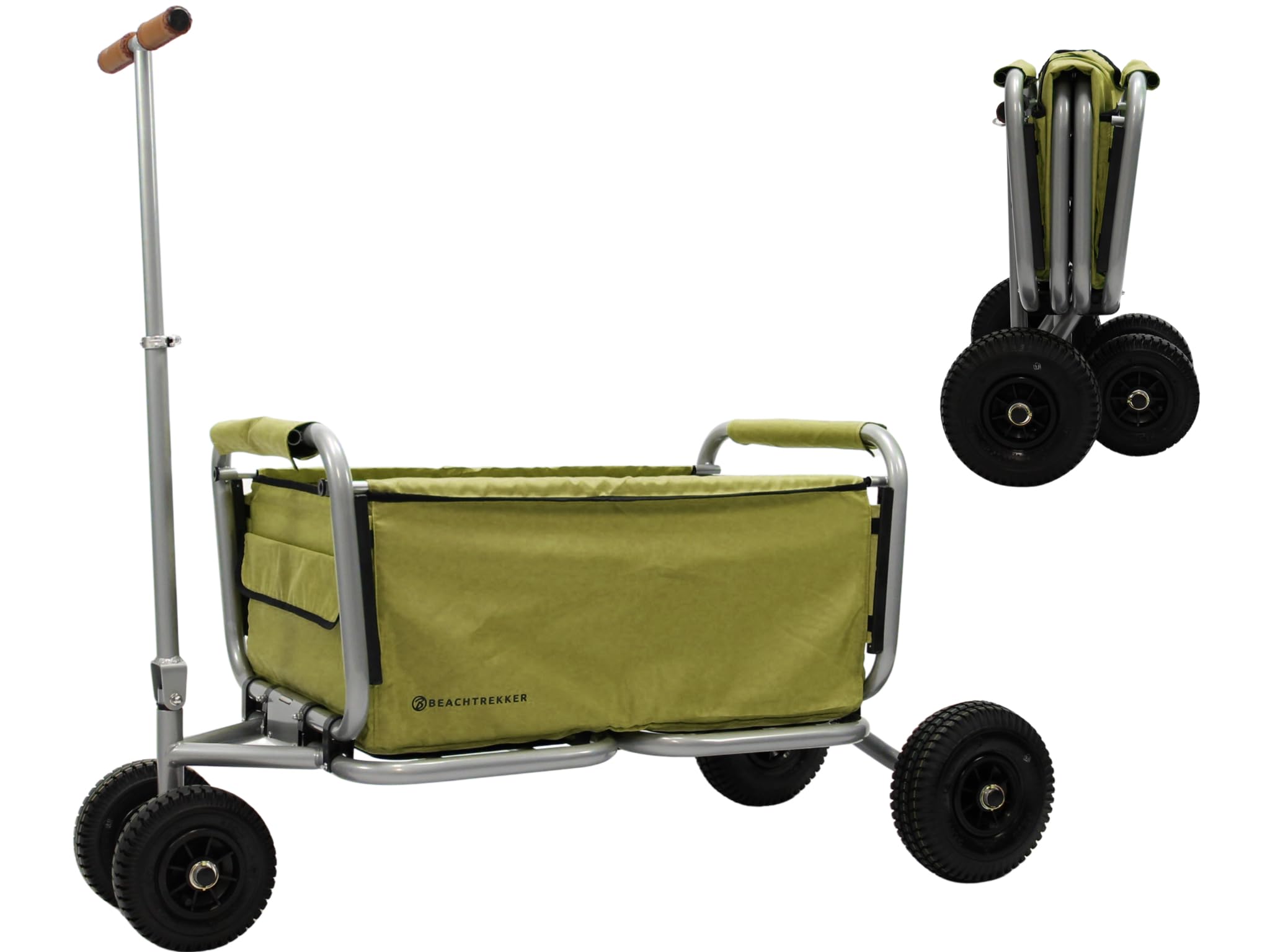 Beachtrekker Life Faltbarer Bollerwagen + Feststellbremse, klappbarer Handwagen (Luftreifen, Oliv)