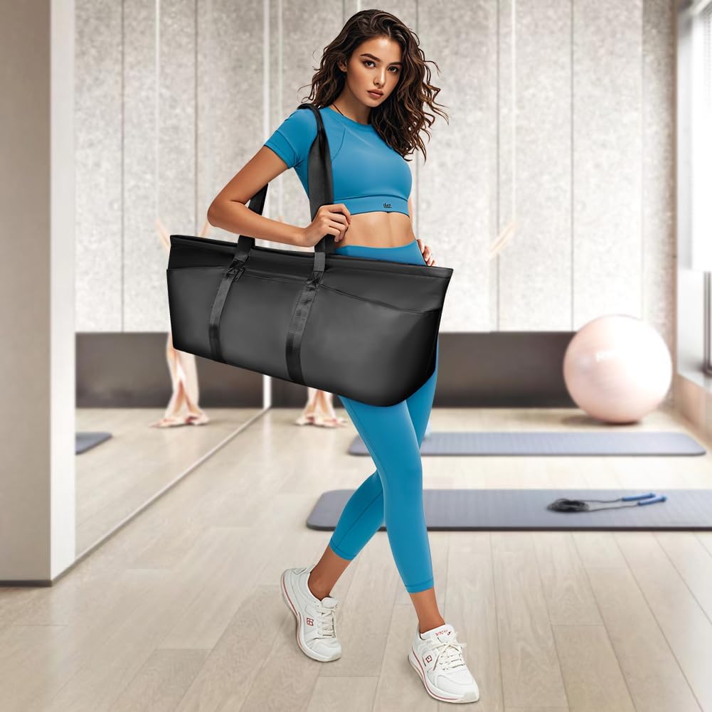 Large Yoga Mat Bag, Yoga Mat Tote Carrier for Women Men, with Yoga Mat Holder Strap, Bottle Pocket and Wet Compartment - Image 8
