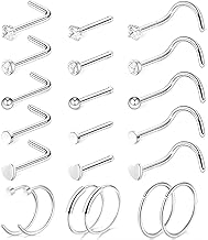18PCS Nose Piercing Rings Jewellery Silver for Women, Small Surgical Steel Nose Stud, Hypoallergenic Nose Piercings Hoop Bars