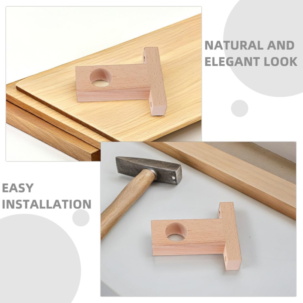 LABRIMP Wooden Curtain Rod Holders Reliable Valance Support Holders with 3cm Hole Diameter 4 Pcs Multi-Functional Closet Rod Brackets Simple Design for Home or Closet Use