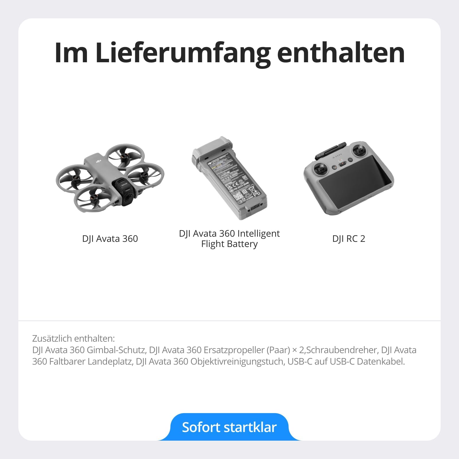 DJI Avata 360 (RC 2) mit Zubehör, 360°-Drohne mit 1-Zoll-8K-Imaging für FPV- und Luftaufnahmen, 360°-Kameradrohne mit Propellerschutz, Faltbarer Landeplatz (Avata 360 RC 2)