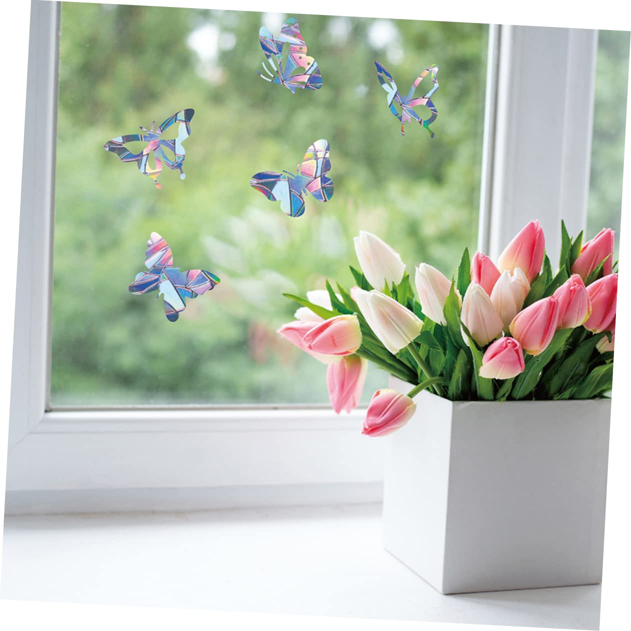Cabilock 30 Blätter Prism Fenster Aufkleber Zimmerpflanzen drinnen Fensterfolie dekorativ tiermotive dekoration schlafzimmer Anlage Fensteraufkleber in Tierform Fensteraufkleber innen