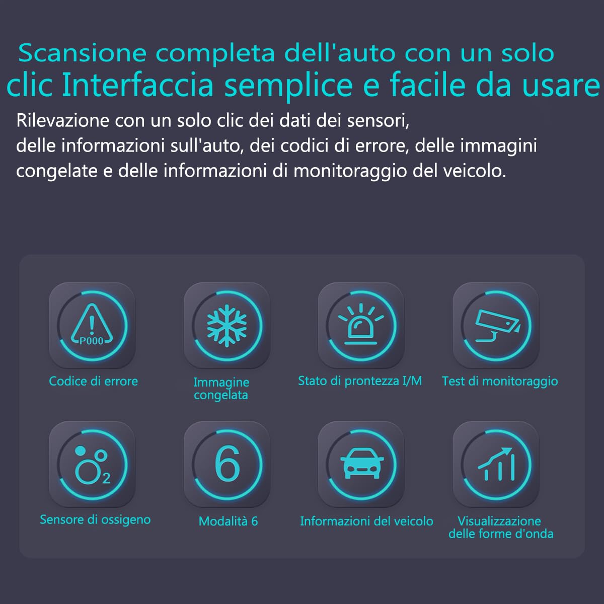 OBD2 Auto Diagnostica Bluetooth 5.4 35900 Code Banca Dati, Tester Scanner Obd2 in Italiano Code Lettore Scansione Strumento con IOS, Android Dispositivi - Adatto per Maggior Parte Auto