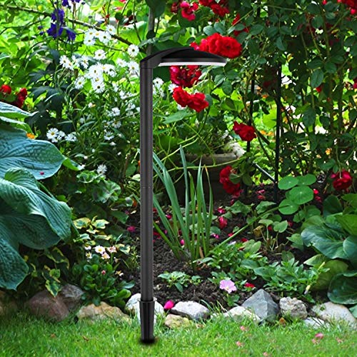 Moon Bay L03547-Na X 2 Landscape Path Light, Low Volt 2.5W White Led, Waterproof For Outdoor Die Cast Aluminum Body And Frost Shade With Plastic Spike, (2Pack, Matt Black #TOP2