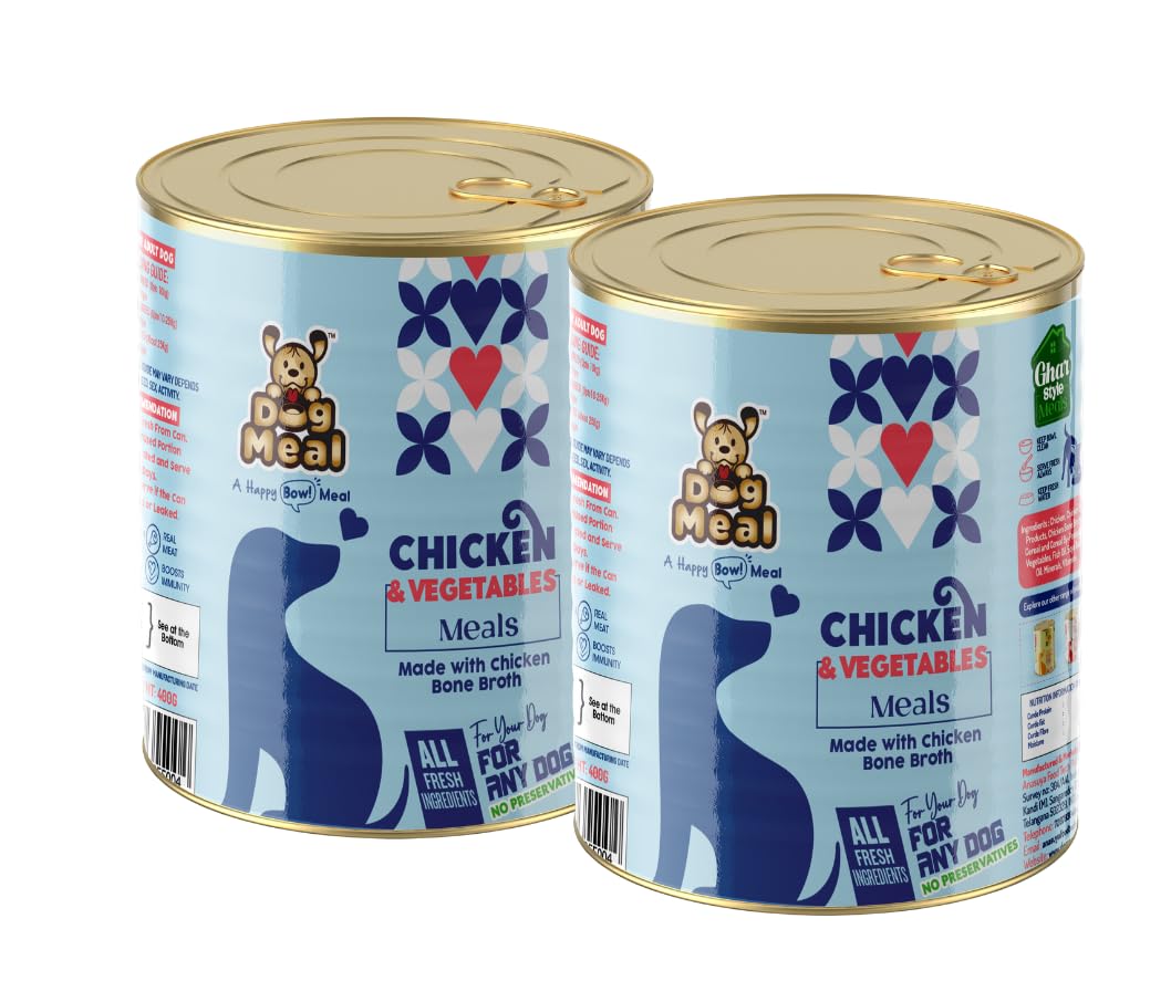 Dog Meal | Chicken and Vegetable Meals | Bone Broth for Dogs | Ready to Eat | Wet Dog Food | Adult Dog Food | Real Chicken and Vegetables | Vegetables | Preservative Free | 400gm | Pack of 2 Can (B0CP83V45K) Amazon Price History, Amazon Price Tracker