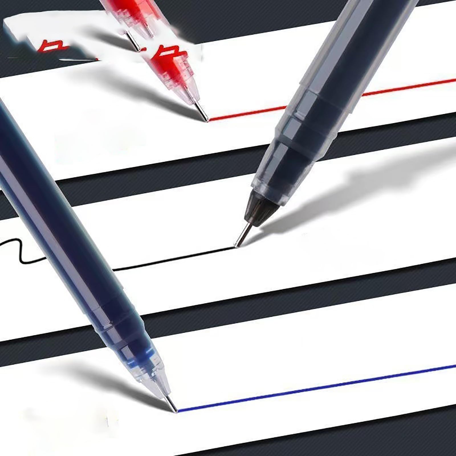 Lot de 10 stylos à encre gel, 0,5 mm, stylos à encre lisse, séchage rapide, noir