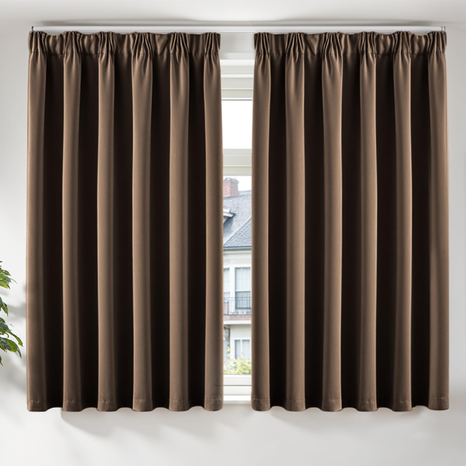 TOPICK Blackout Curtains Living Room Bedroom, W66 xL54 2 PCS, Brown