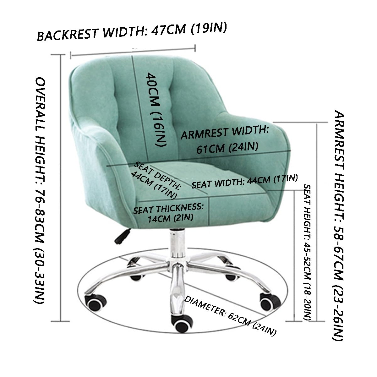Silla de Oficina con Altura Ajustable, Respaldo Medio y diseño Giratorio. Cómoda Silla de Escritorio para Oficina en casa, Ideal para Adolescentes y Adultos (Verde Guisante).