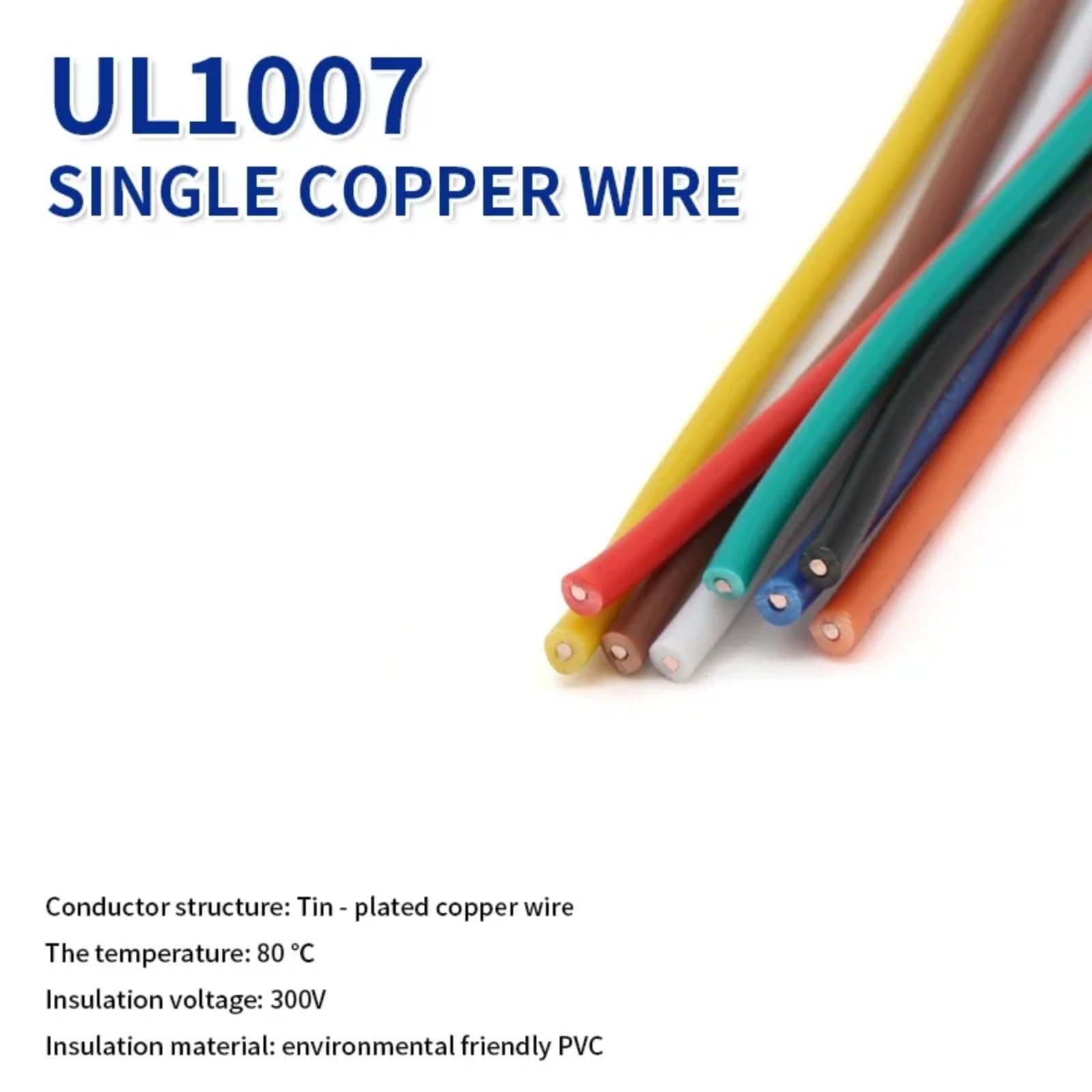 1/3/10/50M UL1007 Przewód kablowy 26 24 22 20 18 16 14AWG (zielona; 10meters; 16AWG)