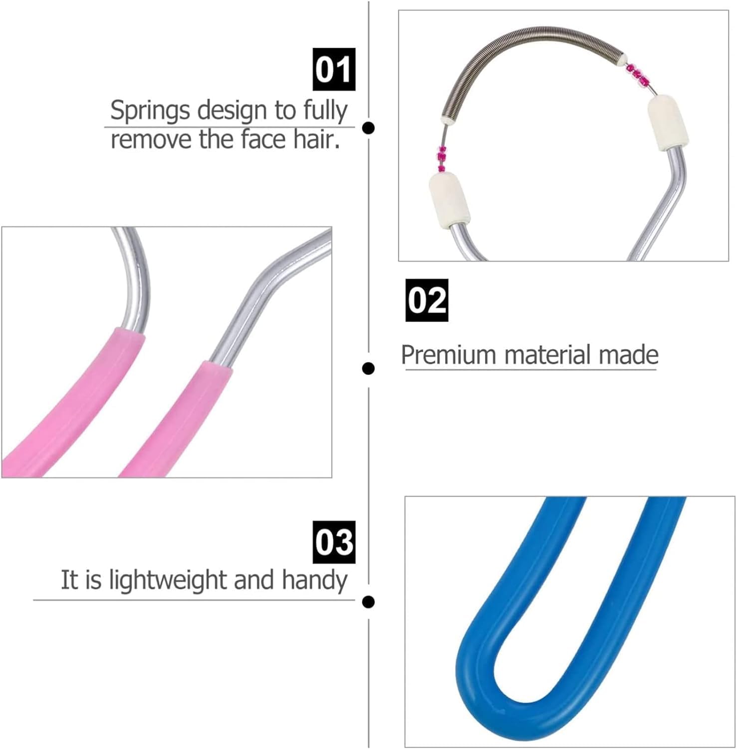 YEIPIS Facial Hair Remover for Women Spring Stick For Women Remove Unwanted Hair on Upper Lip, Chin, Face, or Neck Hair removal Epilator Threading tool (2pcs) 2