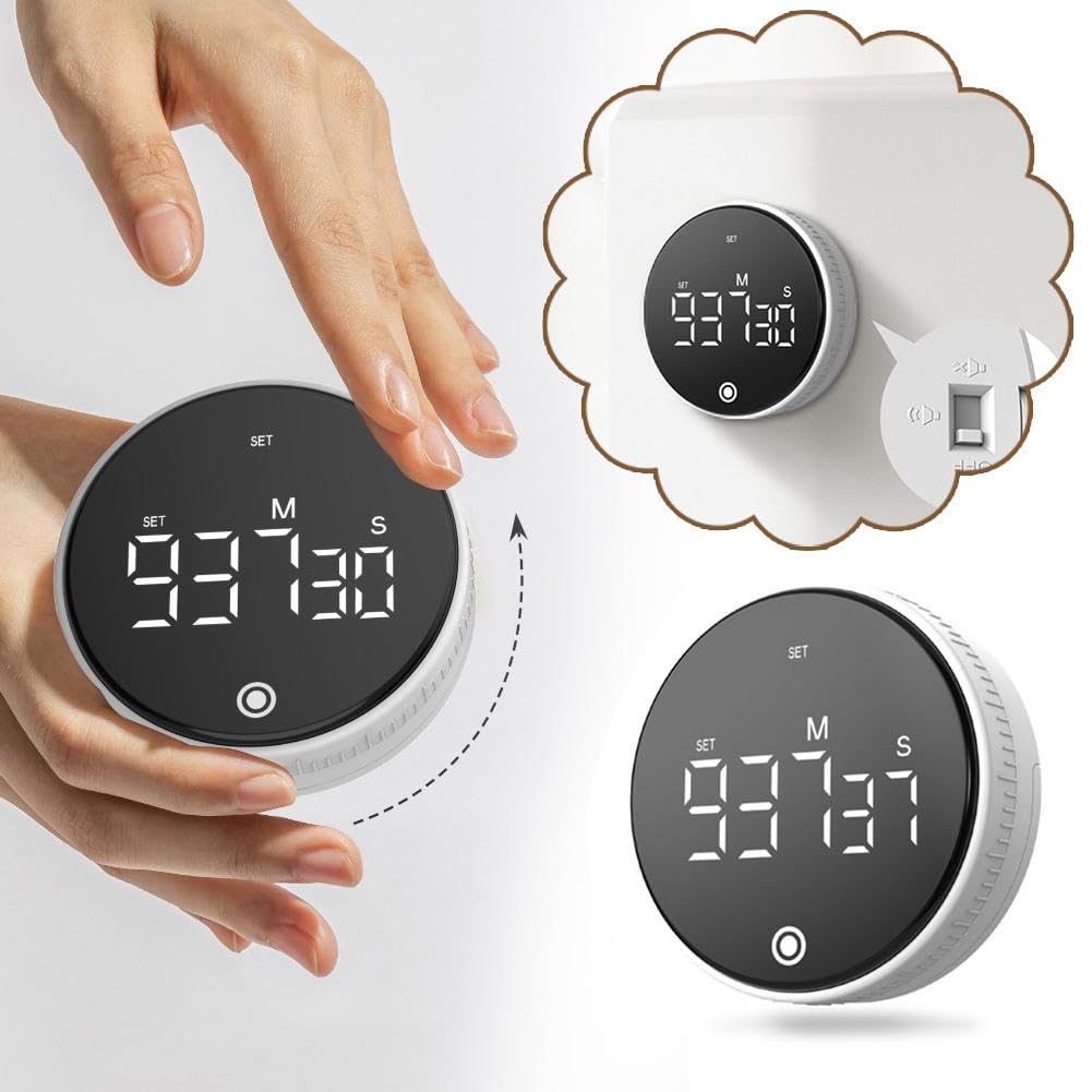 OBEST Minuteur Numérique à Bascule - 7 Durées Pré-réglées (1-90min) - Affichage Progression - Pour Cuisine, Fitness, Yoga