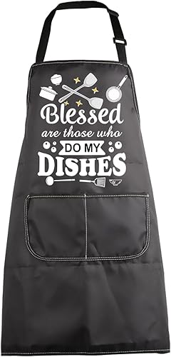 MBMSO Delantal divertido para lavar platos, regalo de limpieza para amantes de la limpieza Blessed Are Those Who Do My Dishes Wash Housework Apron