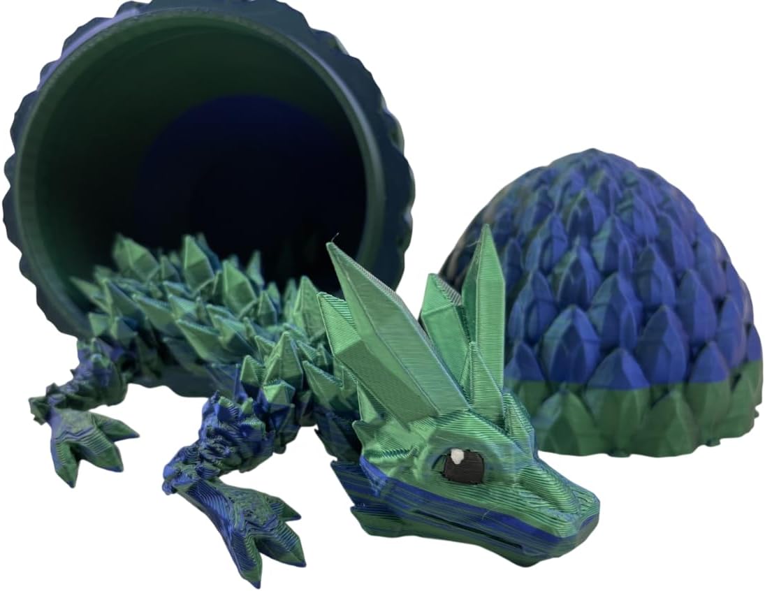 3D Printed Baby Crystal Dragon - Articulating Fidget Toy, Enchanting Gift for Dragon Lovers (Blue Green)