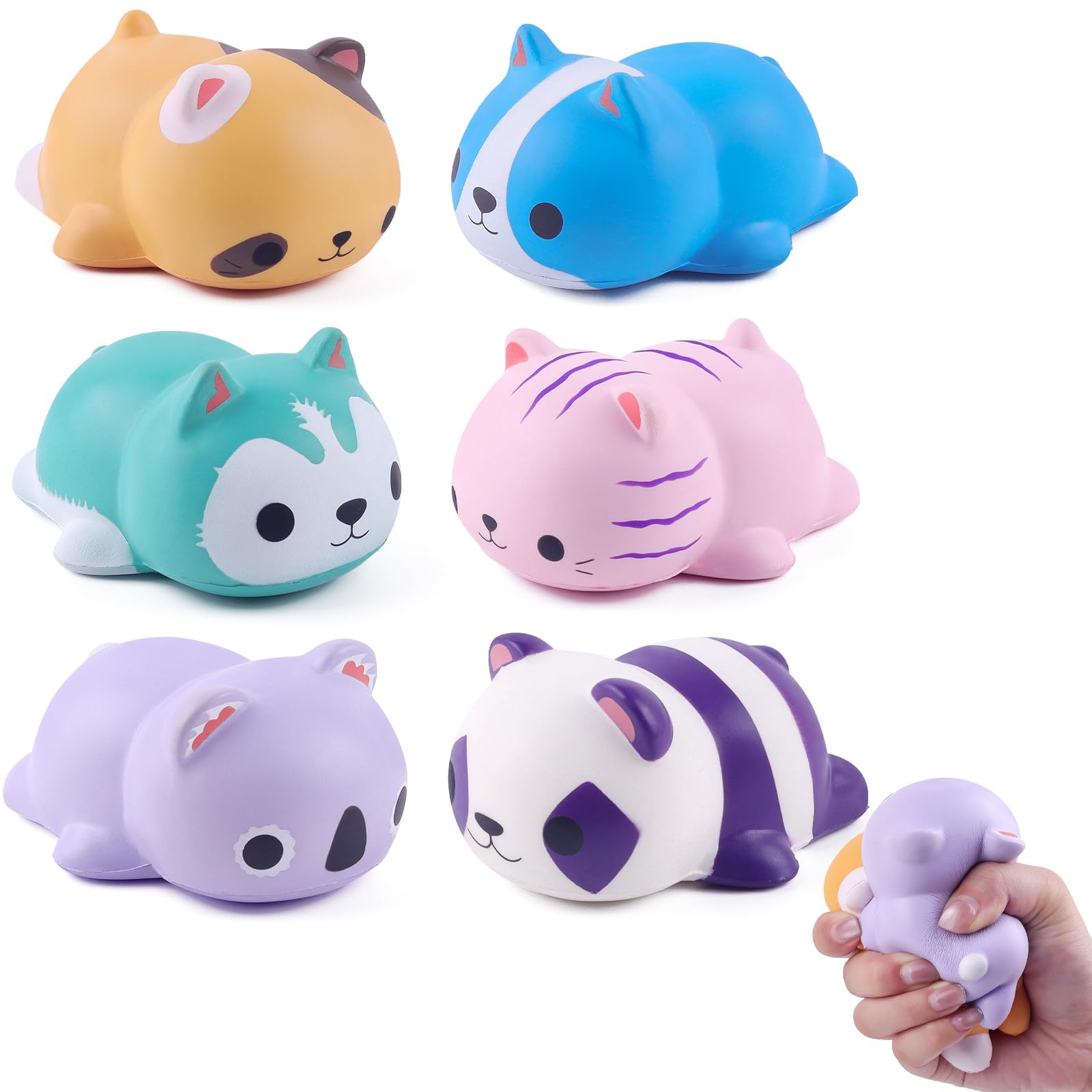Anboor 6 PCS Squishies Foam Squishy Animals Toys Cat Dog Koala Panda Slow Rised Squeeze Stress Relief Toy for Kid Adult