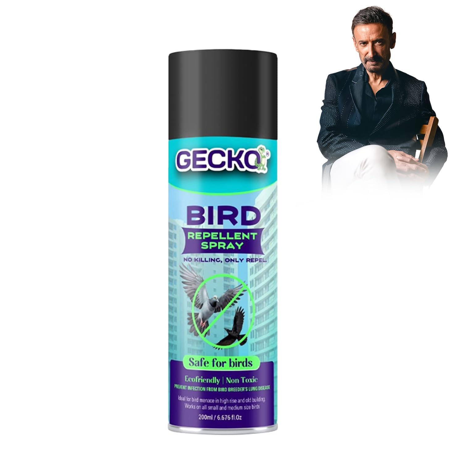 Gecko Bird Repellent Spray for Home & Office | Non-Toxic Pigeon Repellent | Safe Bird Control Solution | Only Repels | Easy-to-Use Spray - Pack of 1 (200 ML) - FORMULATION 20X