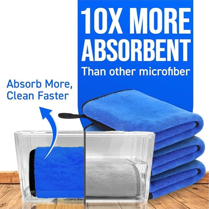 Image of Btag Microfiber Cleaning Cloth, 40x60 cms 600 GSM | Highly Absorbent,Lint and Streak Free, Multi-Purpose Wash Cloth for Kitchen,Car,Window,Stainless Steel,Silverwear(Dark Blue 40x60cms) Pack of 2