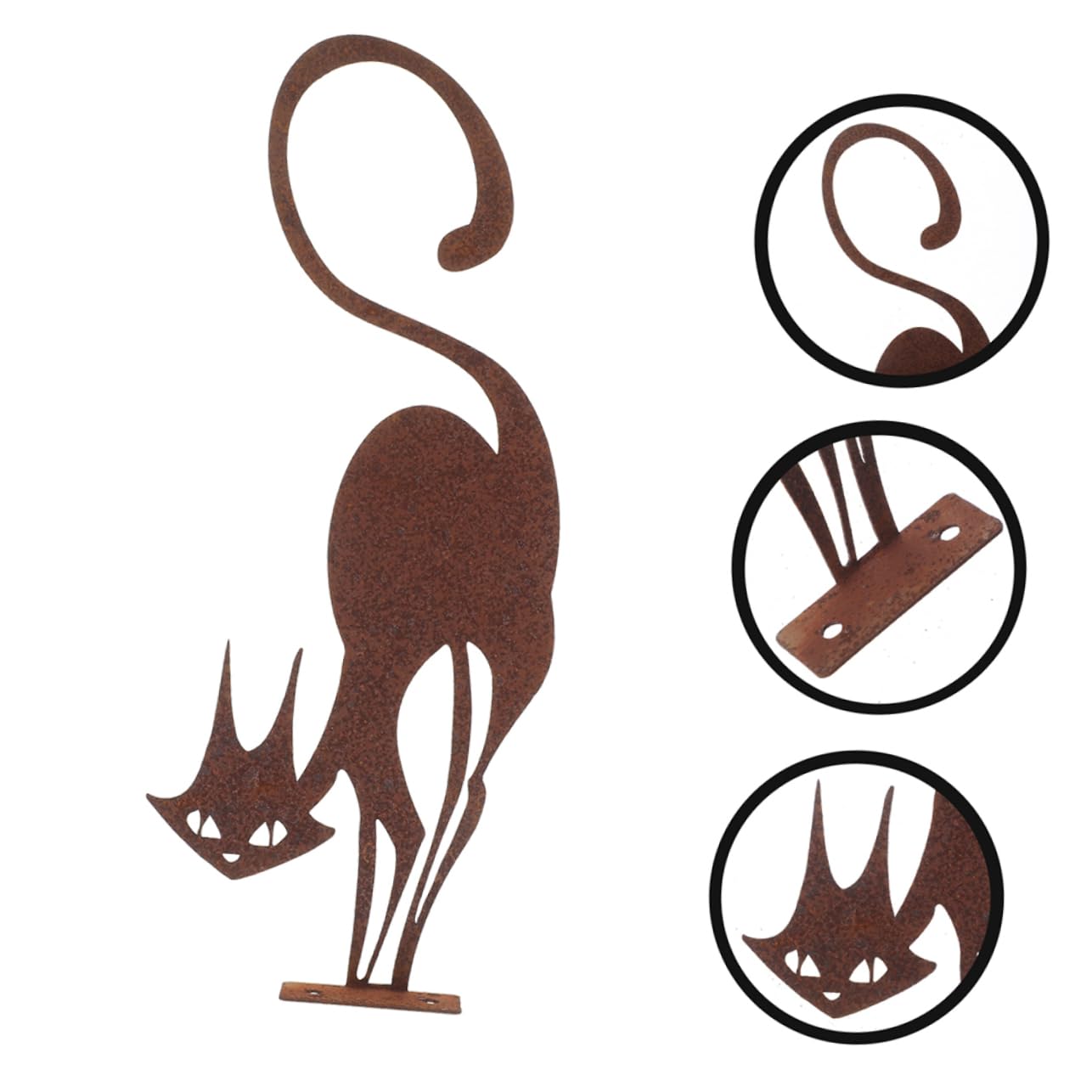 INOOMP 2 Figuras de Gato de Hierro Oxidado para Valla, Adorno de Jardín Exterior, Fácil de Instalar y Resistente, Adecuado para Patios y Jardines