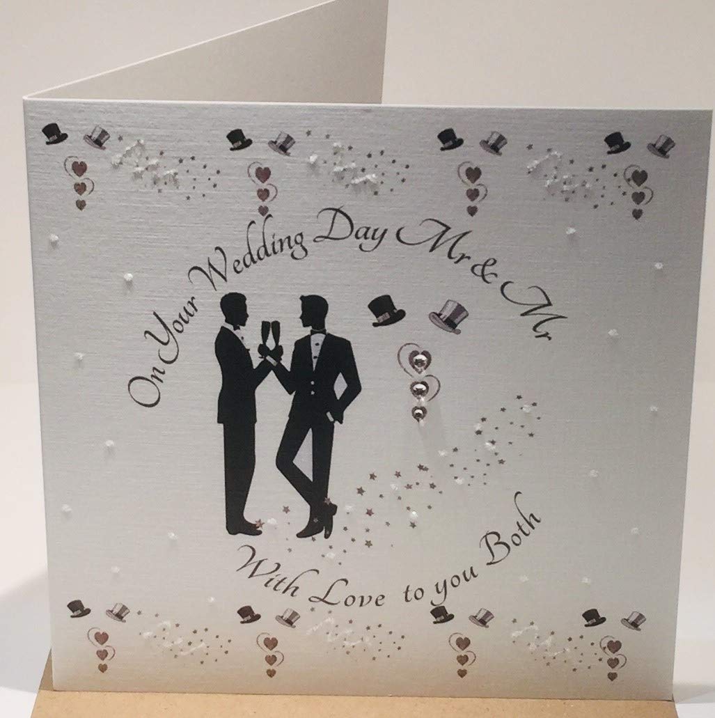 On Your Wedding Day Card - Mr and Mr - 6 x 6 Inches - Rush Design, silver|grey|black - Image 3