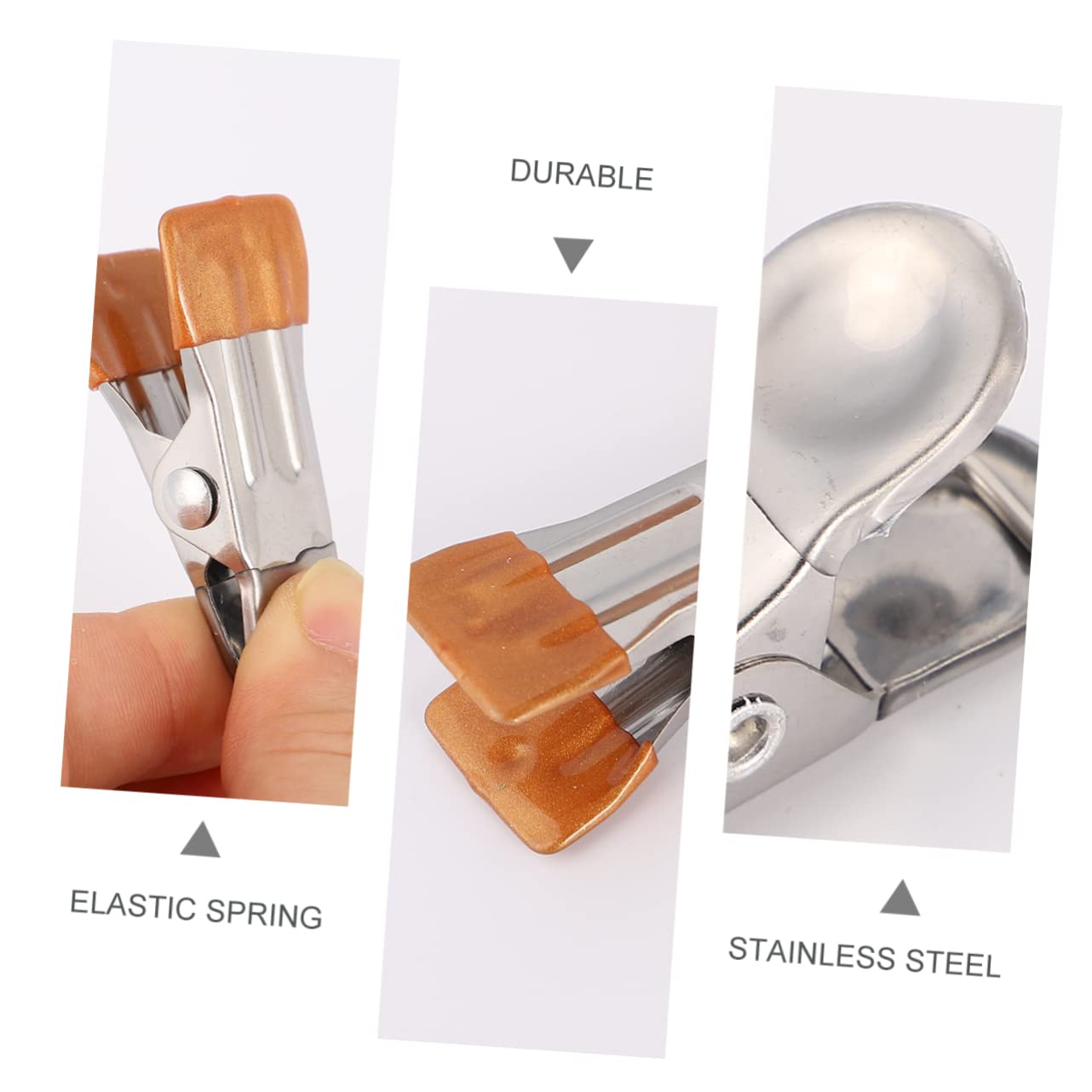 Wäscheklammern aus Edelstahl, 1 Set 20 Stücke Dip Anti Slip Edelstahl wäscheklammer Metall peg Clips Socke Trocknen Clip Wäsche(Golden)