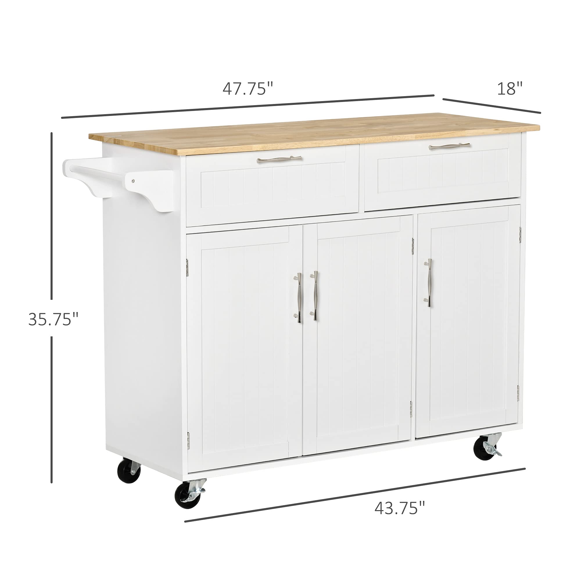 Buy 48" Modern Kitchen Island Cart on Wheels with Storage