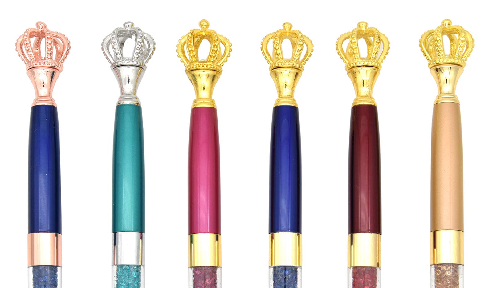 Gullor 6 Pcs Gel Ink Roller Ball Pen Ballpoint Pen Crown Crystal Metal Pens, Multicolor B, 1 count (Pack of 6) - Image 4