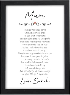 Beecreative Mother Of The Bride Wedding Gift, Personalised Wedding Day Gift For Mum, Mother Of The Bride Poem, A5 A4 Print