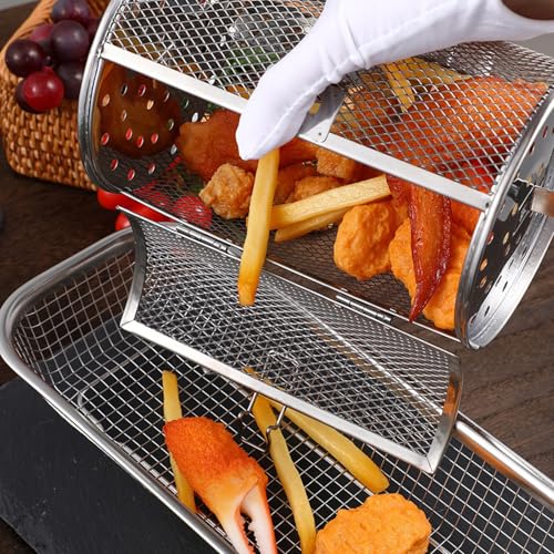 Panier rotatif acier inoxydable anti-adhérence pour cuire sans brûler vos légumes - 7