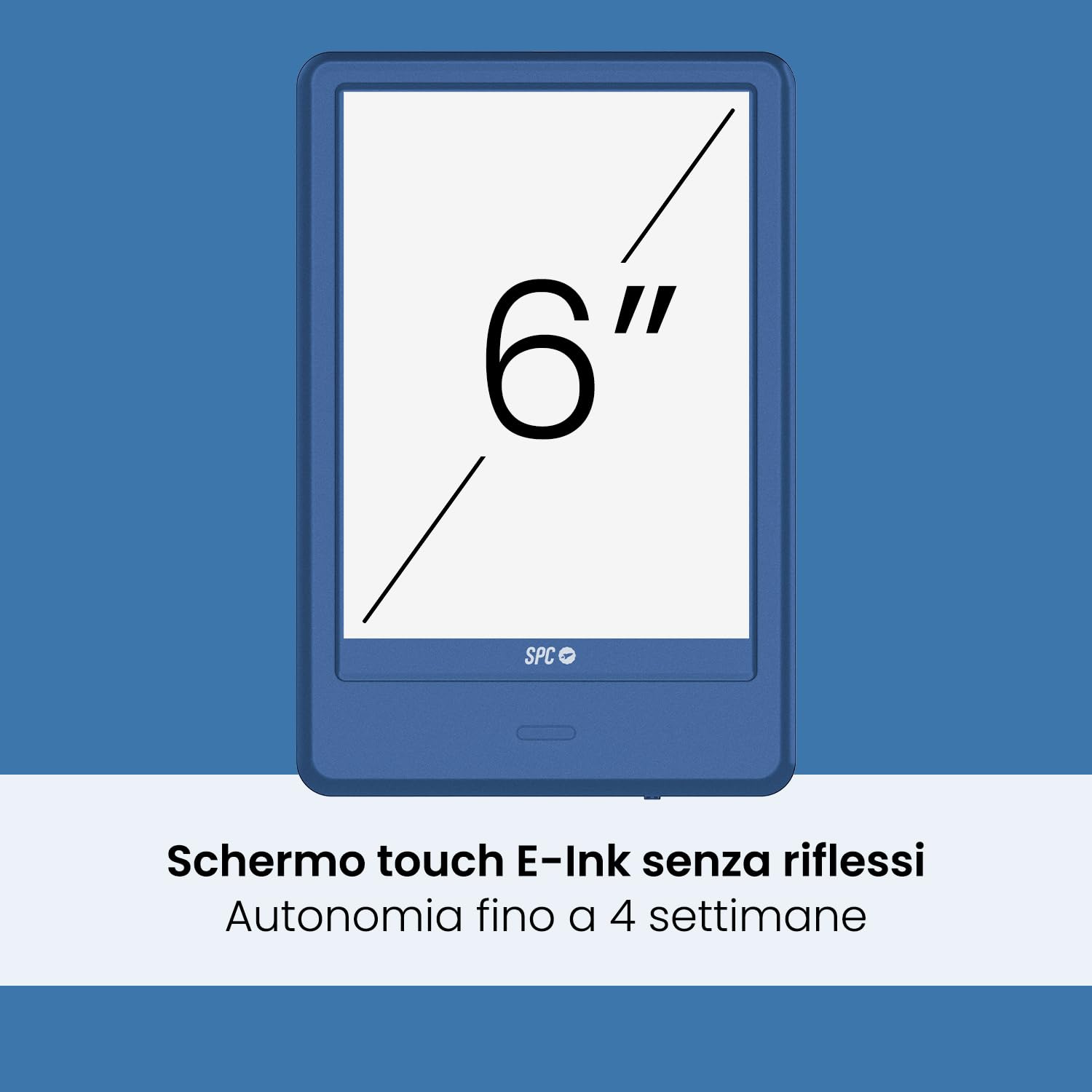 SPC Dickens Light 2 Pro + Custodia | E-book 6 pollici touch screen E-Ink, luminosità e temperatura del colore regolabili, 8 GB memoria interna, 1 mese di autonomia, leggero e sottile - Blu