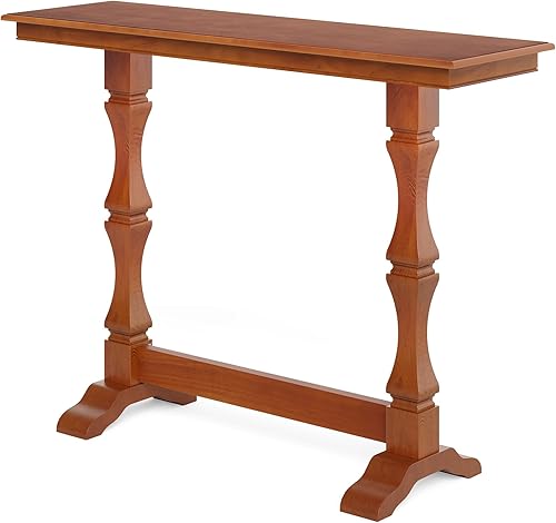 Miniatura 9 de LITTLE TREE Mesa de bar con altura de barra, mesa de pub pequeña con base de madera maciza, diseño medieval retro, barra de cóctel interior para