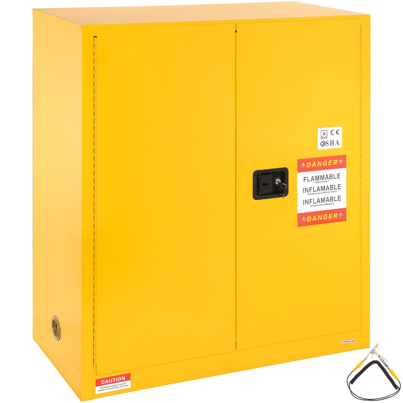 Happybuy Flammable Storage Cabinet 30 Gal, 43.1x18.1x50.1 in Cold-Rolled Steel Liquid Storage Cabinet with 1 Adjustable Shelf, 2 Manual Close Doors, Industrial Use, Yellow