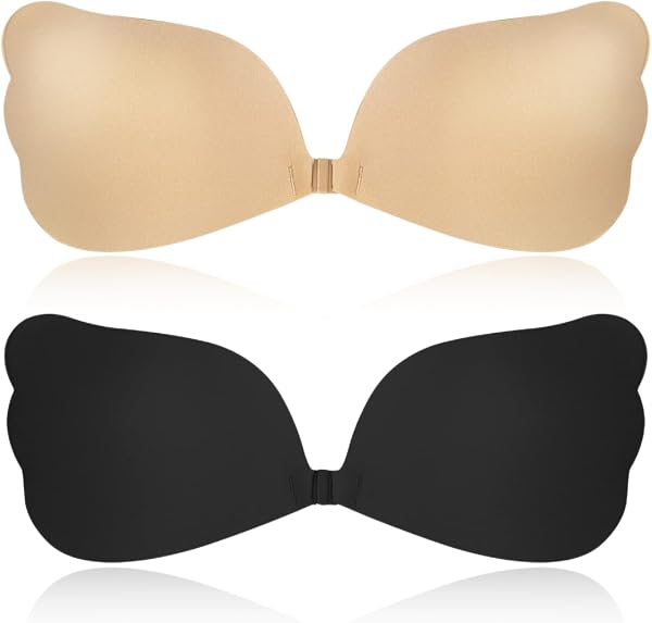 Soutien-Gorge Auto-adhésif en Silicone sans Bretelles 2 Paires, Réutilisable, Invisible, Respirant, Push-Up – Parfait pour Robes Dos-Nu, Robes de Soirée et Tenues Décolletées - 1