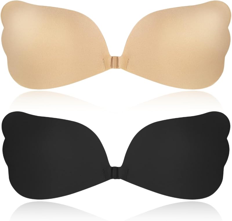 Soutien-Gorge Auto-adhésif en Silicone sans Bretelles 2 Paires, Réutilisable, Invisible, Respirant, Push-Up – Parfait pour Robes Dos-Nu, Robes de Soirée et Tenues Décolletées