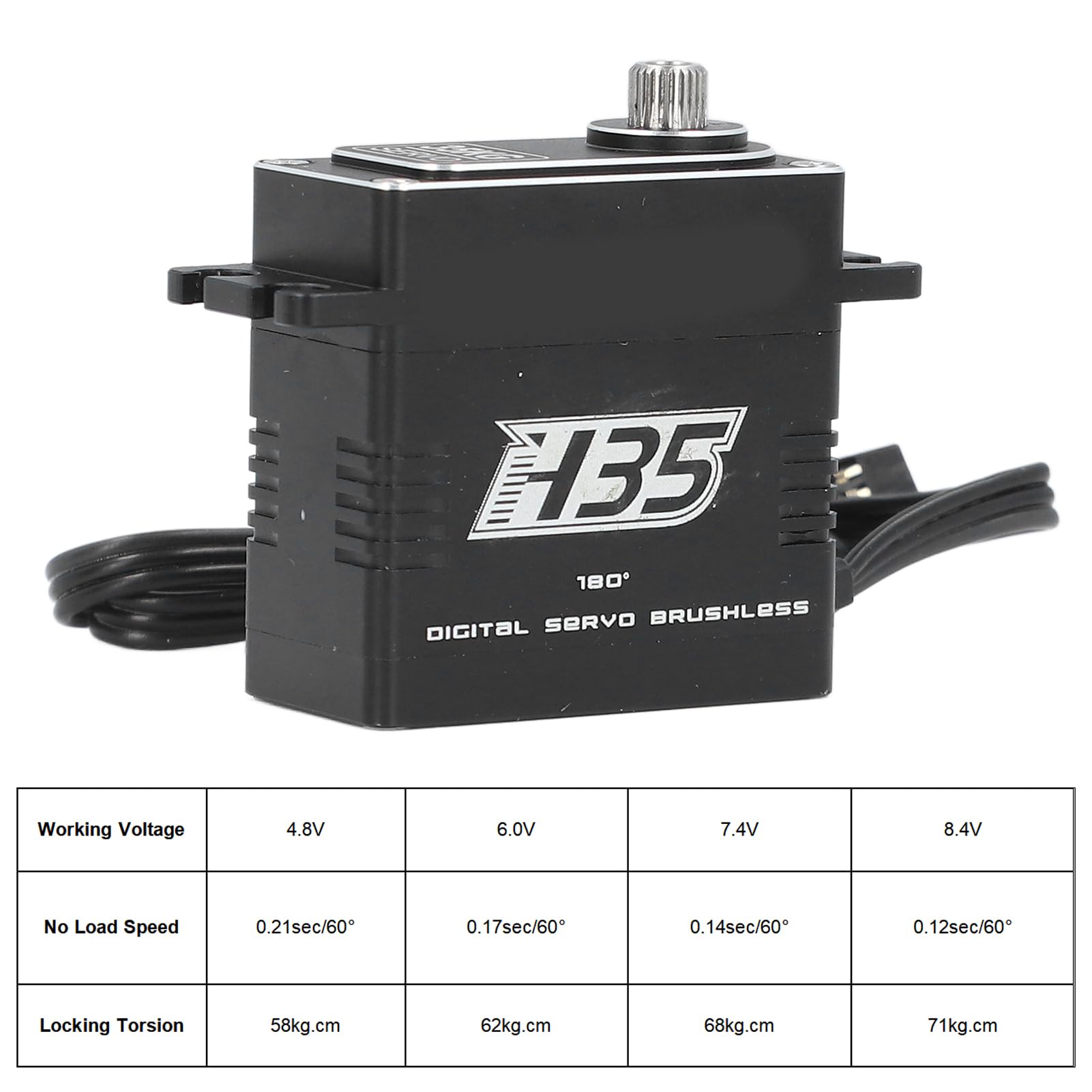 AMONIDA RC Digital Servo High Torsion 35KG Bürstenloser Motor für Drohnenrobotik und Modellautos Metallgetriebe 180 Grad