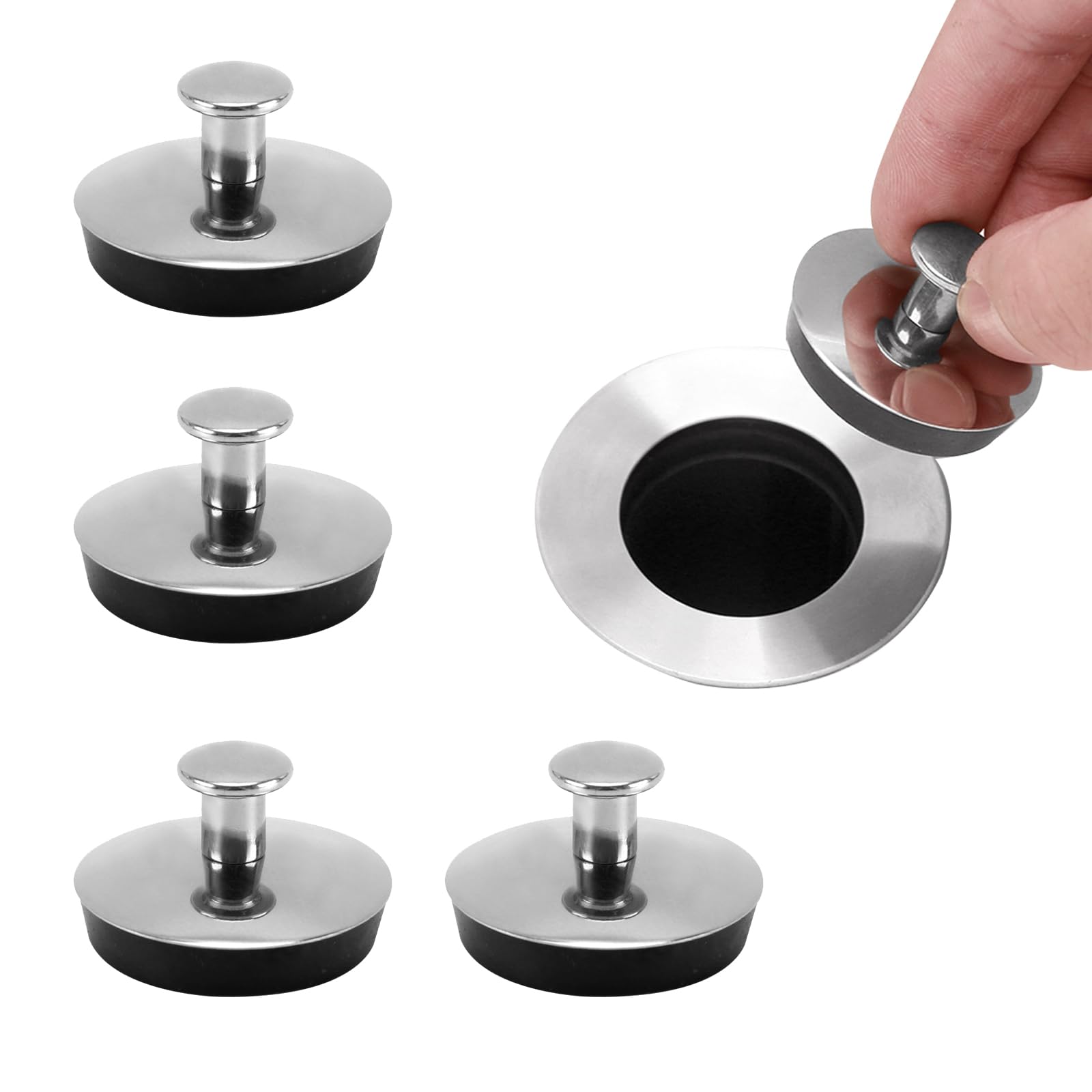 4 Pack Rubber Sink Plug 35mm Universal Drain Stopper for Bathroom