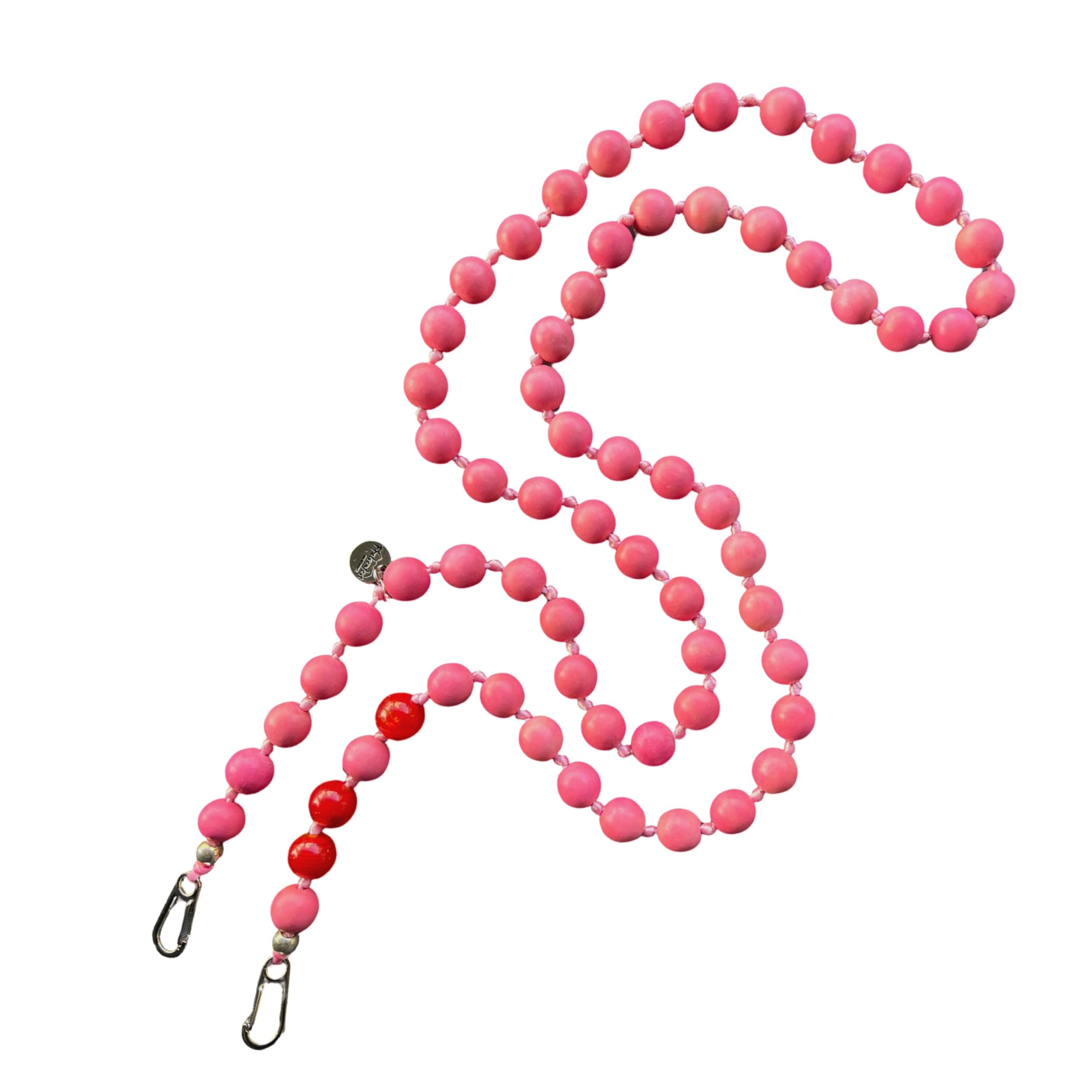 Handykette Lang Holzperlen pink-pink I ø15 mm I Länge ca. 138 cm I H0102