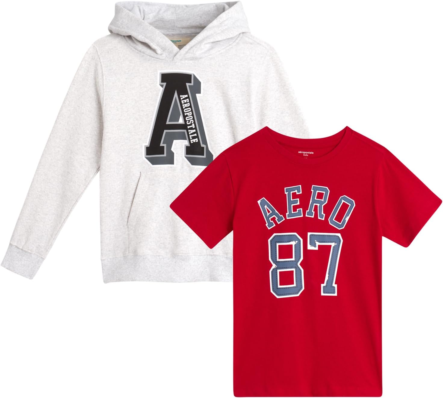 AEROPOSTALE Boys Hoodie and T-Shirt Set - 2 Piece Short Sleeve Graphic Tee Shirt and Pullover Hoodies for Boys (Sizes: 8-16)