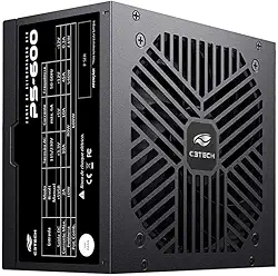 C3Tech Fonte Gamer ATX 600w PS-600BK, preta, Bivolt 115/230v, cabo Flat