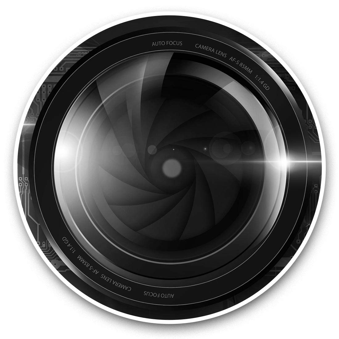 Destination Vinyl Ltd Bw Digital Photography Camera Lens 42649 Vinyl Stickers (Set Of 2) 7.5Cm (Bw) - Digital Photography Camera Lens Laptop Tablet Luggage Scrapbook #42649