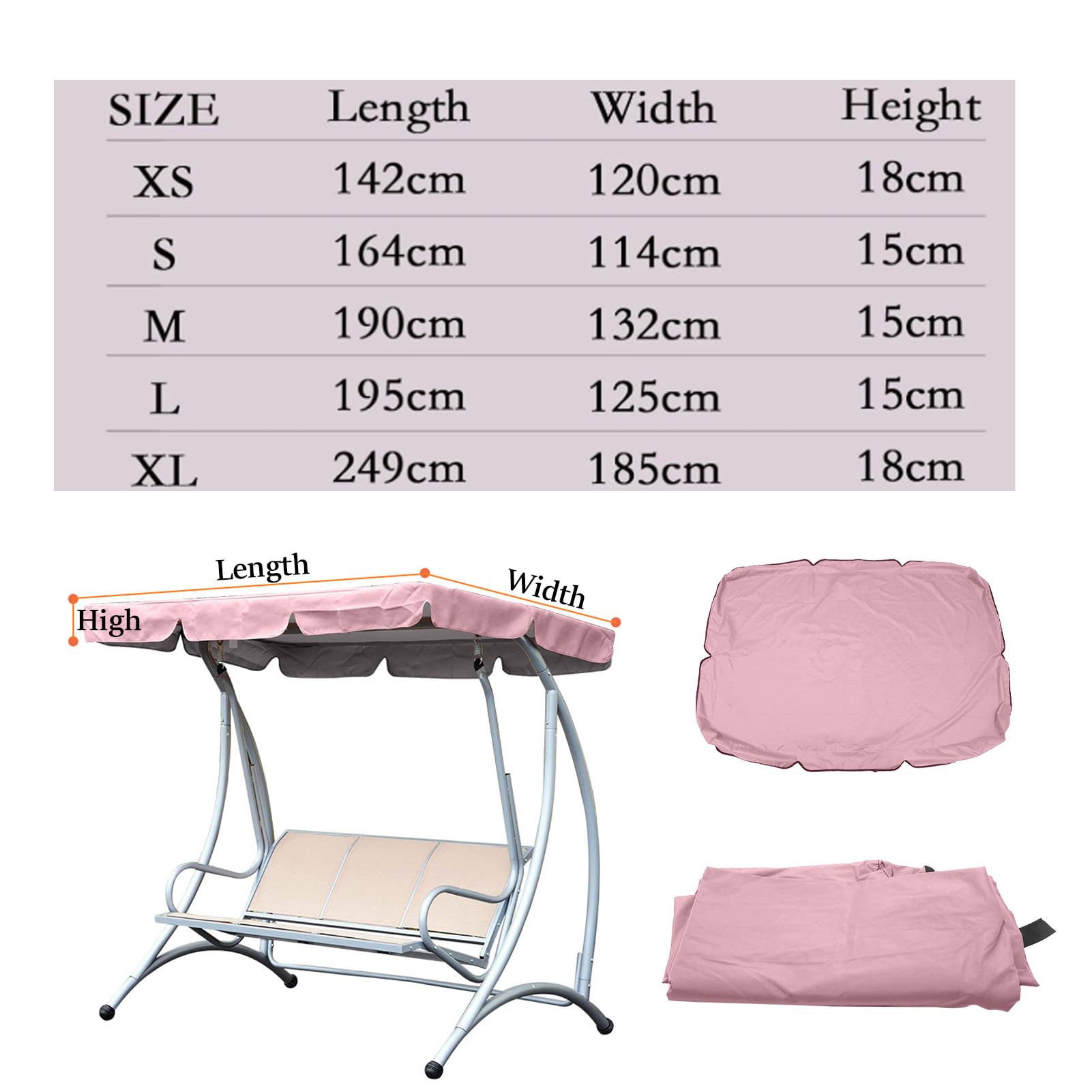 Copertura Dondolo 2-3 Posti,Set di Copertura Tetto e Sedile Dondolo,210D Oxford Tessuto di Ricambio per Baldacchino,Tettuccio per Altalena da Giardino,Tetto UV 50 (Coffee,190*132*15 cm)