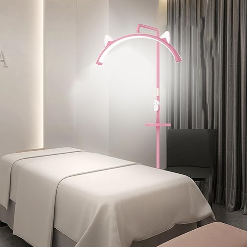 Miniatura 6 de Lámpara de pestañas para tecnología de pestañas, lámpara regulable de media luna de 3 colores con altura ajustable, luz esteticista con soporte para