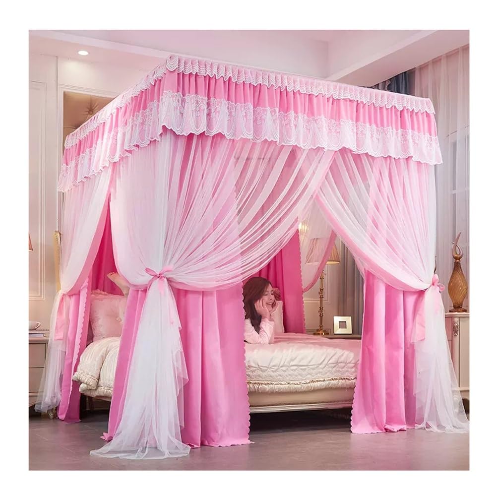 Mosquitera con dosel para dormitorio romántico creando un oasis con cortina de encaje