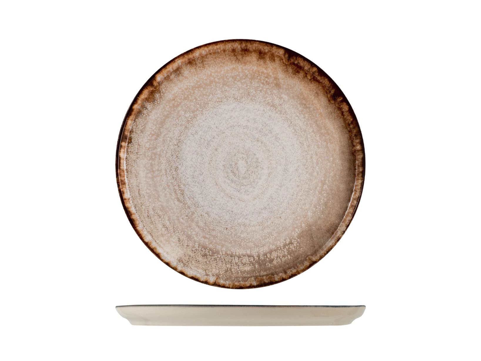 H&H set 12 piatti piani Artisanal in stoneware marrone cm 27