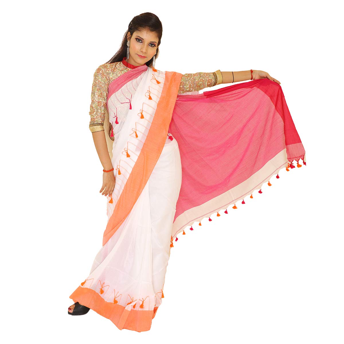 Artisan GloryKhadi Cotton Handloom White Saree