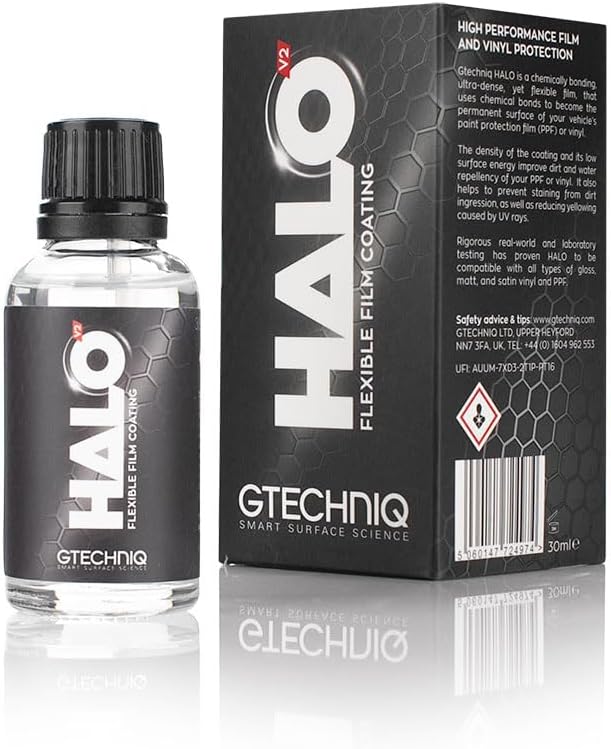Gtechniq HALO Ceramic Coating for Cars, Protect PPF and Vinyl, High Shine, Easy to Apply - 30ml with Nitrile Gloves and Applicator (Sufficient for 1 Small-Med Car)