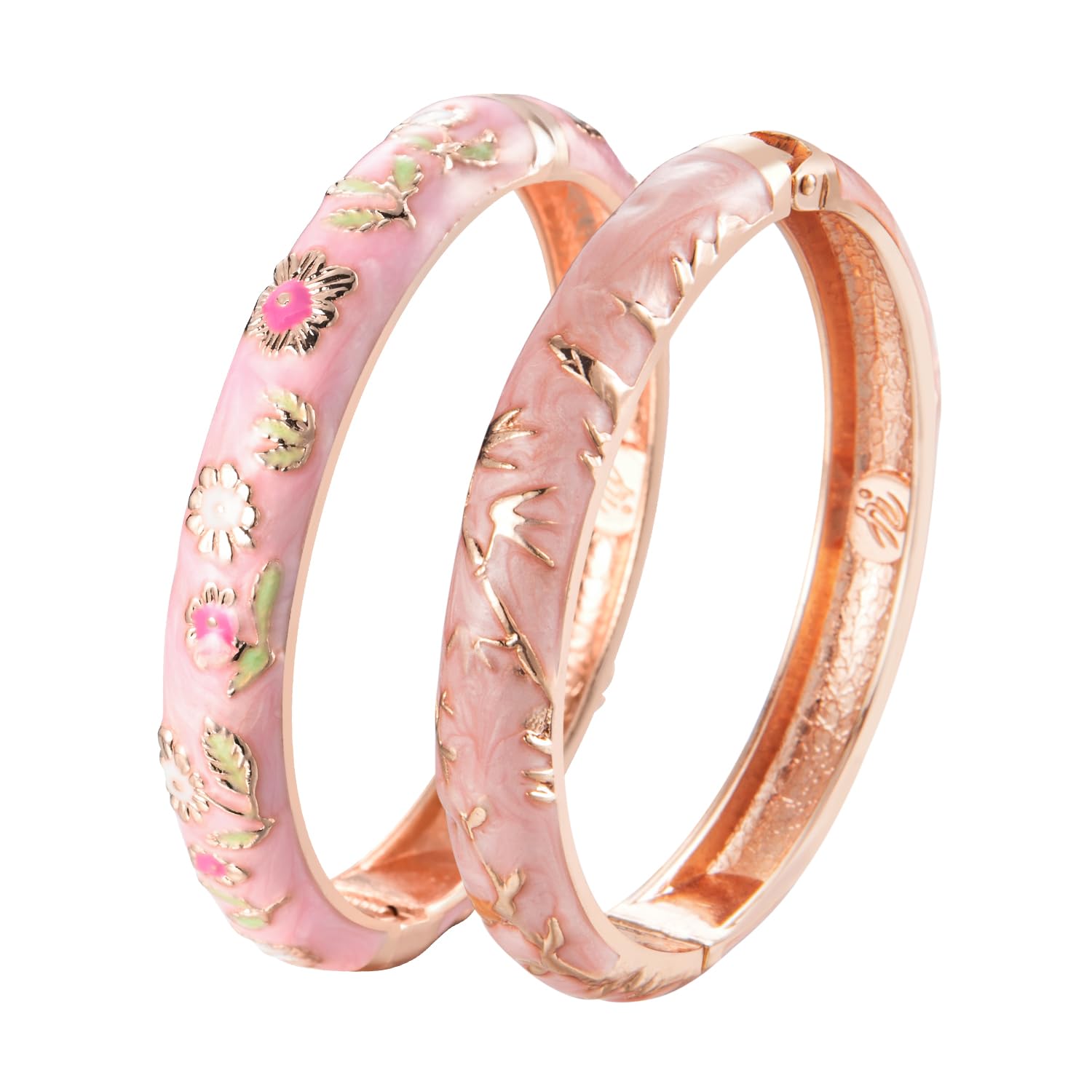 - Enamel Bangle Bracelet Two Pcs Set in Gift Box for Lady Women Birthday Valentine Present