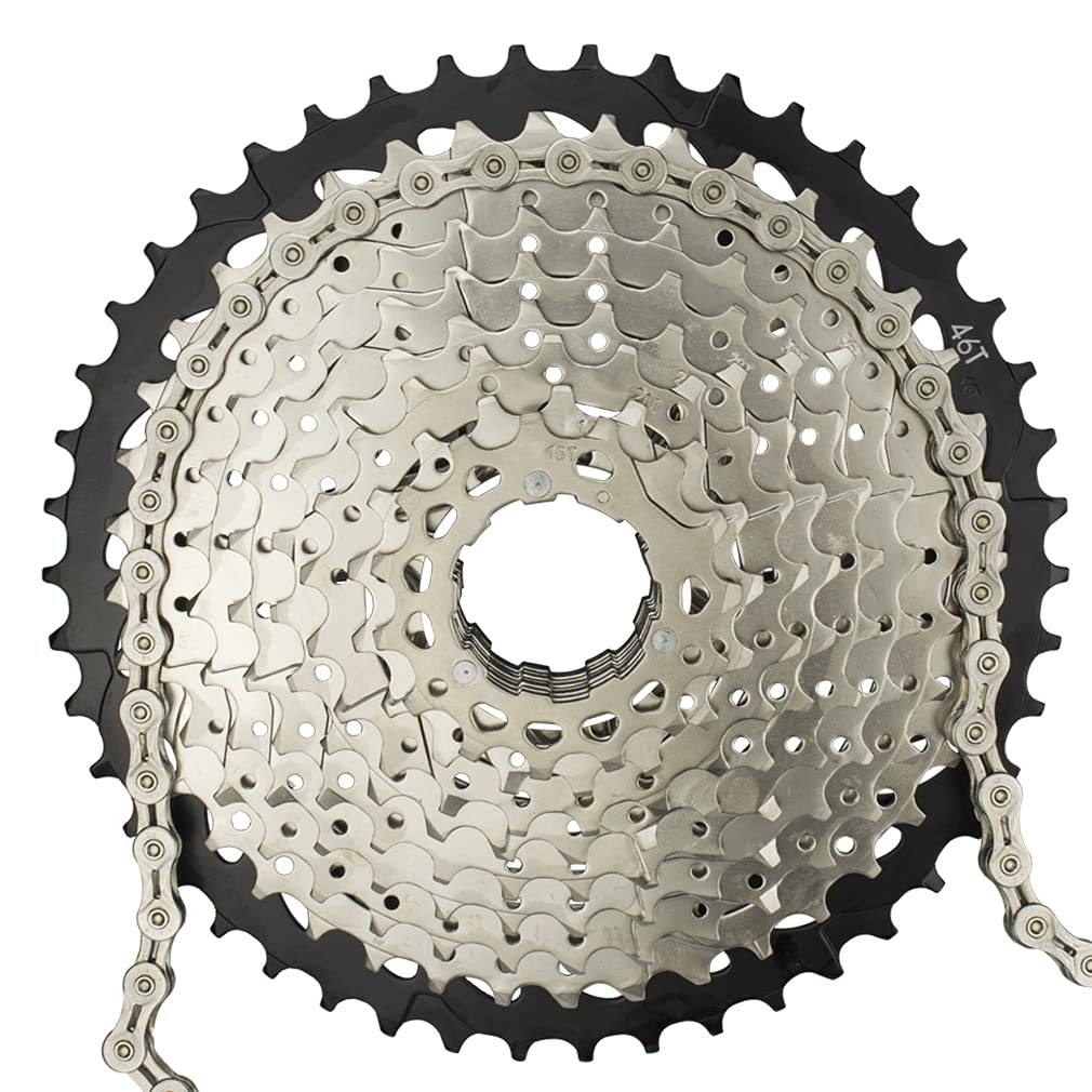 CYSKY Chaîne de vélo 11 vitesses, 1/2x11/128 pouces 116 maillons en acier haute résistance pour vélo de montagne de route à 11 vitesses
